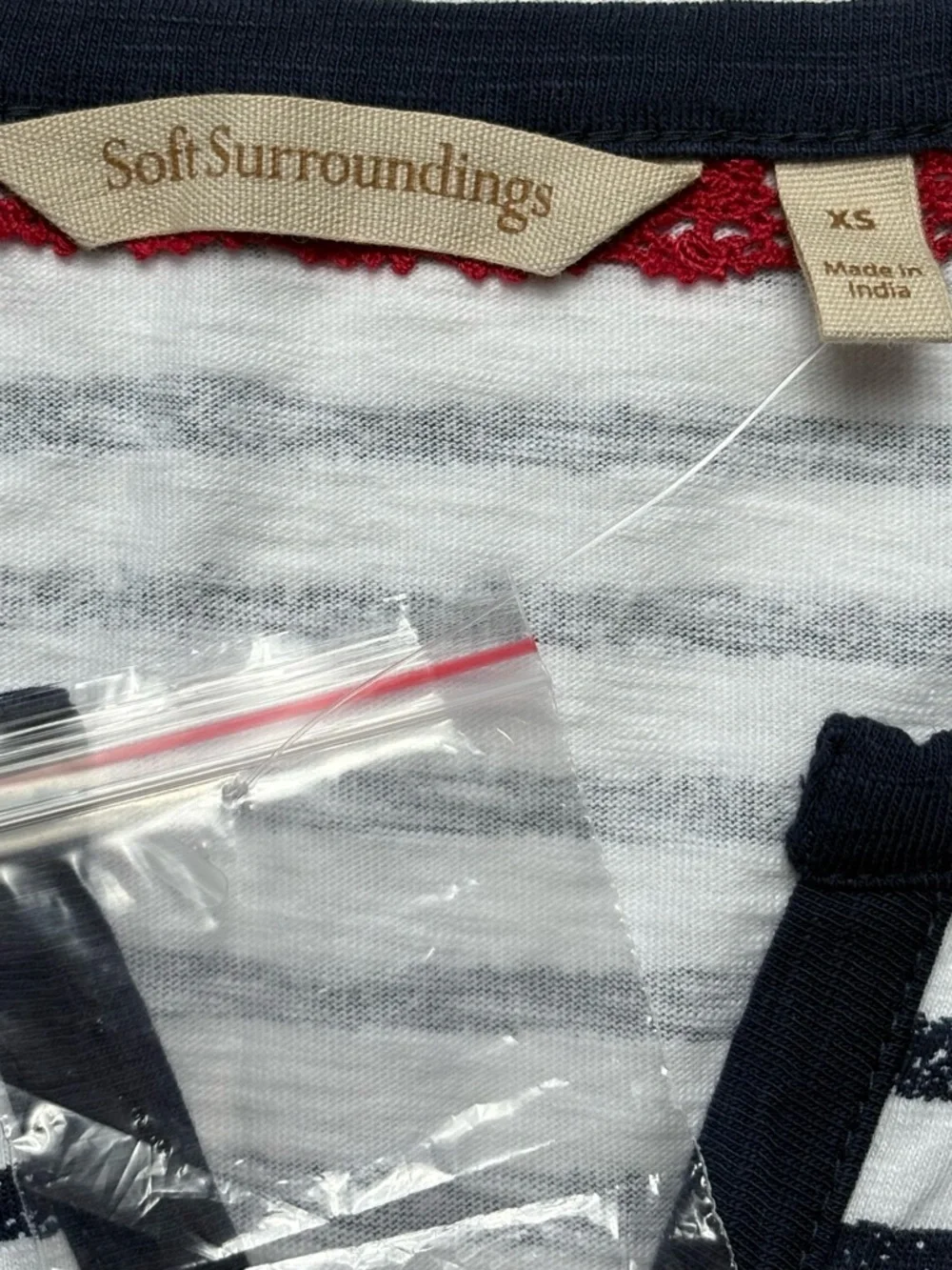 NEW Soft Surroundings Lots of Love Striped 3/4 SIv Je Taime Knit Tunic XS - Picture 9 of 10